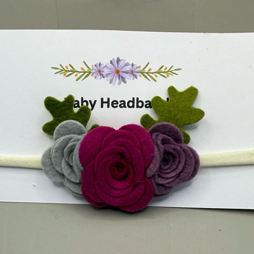 Floral Baby Headband with Felt Flowers